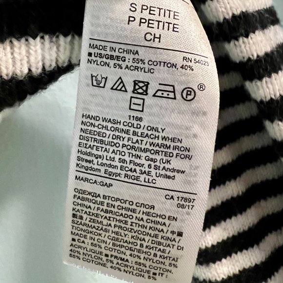 Gap Black & White Striped Multicolor Fair Aisle Small Petite Sweater - Picture 4 of 4